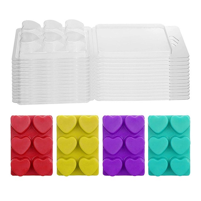 120 Pack Wax Melt Containers-6 Cavity Clear Empty Plastic Wax Melt